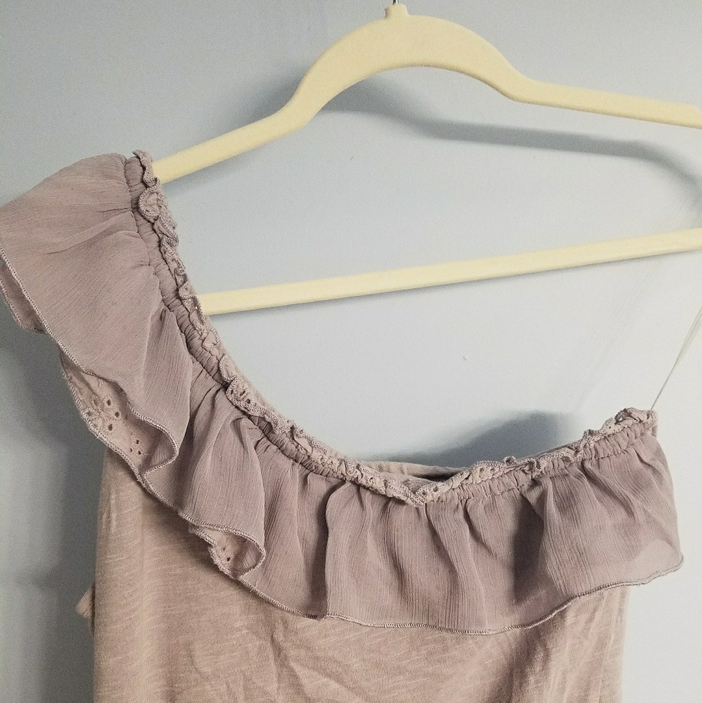 Purple One Shoulder Ruffle Top Medium - Picture 2 of 5
